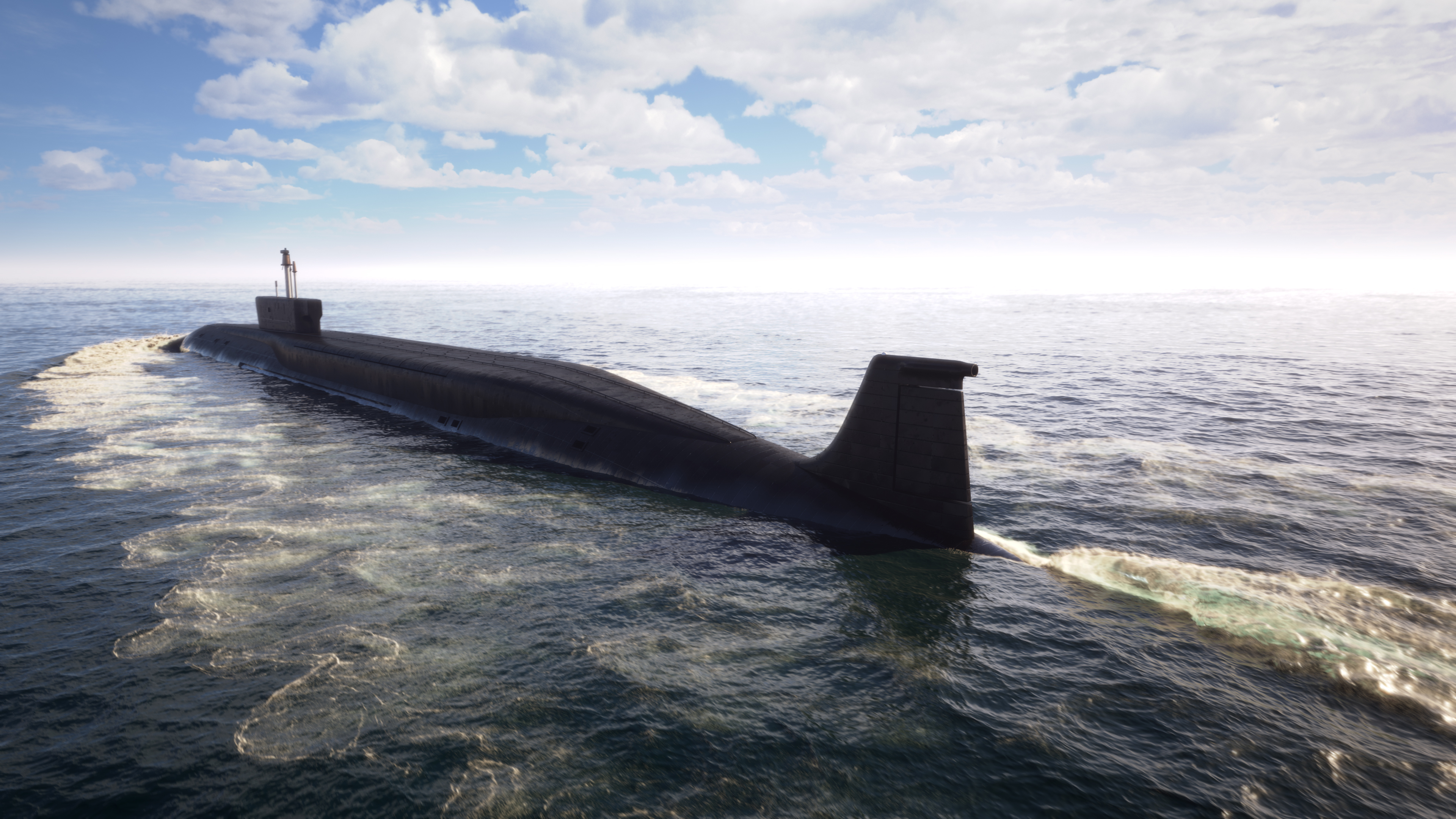 submarine partially raised out of the ocean